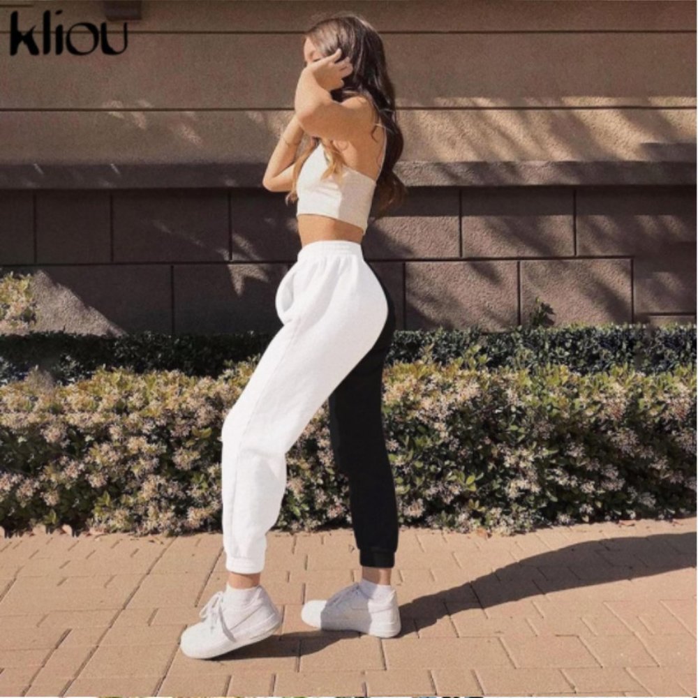 Trendy High Waisted Two Tone Joggers 🏁 - Picture 2 of 6